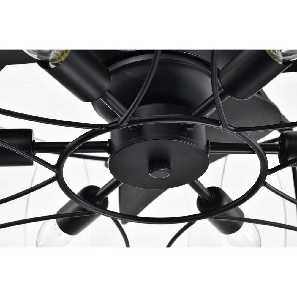 Vinney 25 in. 6-Light Indoor Matte Black Finish Ceiling Fan with Light Kit by Warehouse of Tiffany 10 Vinney 25 in. 6-Light Indoor Matte Black Finish Ceiling Fan with Light Kit by Warehouse of Tiffany - Image 8