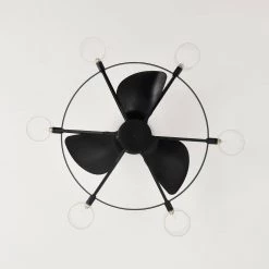 Damita 26 in. Oil Rubbed Matte Black Finish 6 Light, 3 Blade Ceiling Fandelier with Remote by Warehouse of Tiffany -Warehouse of Tiffany Shop matte black warehouse of tiffany ceiling fans with lights dl01p12mb 1d 1000