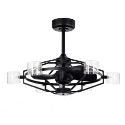 Damita 26 in. Oil Rubbed Matte Black Finish 6 Light, 3 Blade Ceiling Fandelier with Remote by Warehouse of Tiffany -Warehouse of Tiffany Shop matte black warehouse of tiffany ceiling fans with lights dl01p12mb 4f 1000