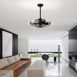 Damita 26 in. Oil Rubbed Matte Black Finish 6 Light, 3 Blade Ceiling Fandelier with Remote by Warehouse of Tiffany -Warehouse of Tiffany Shop matte black warehouse of tiffany ceiling fans with lights dl01p12mb c3 1000