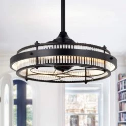 Daciana 28 in. 1-Light Indoor Matte Black Finish Ceiling Fan with Light Kit by Warehouse of Tiffany -Warehouse of Tiffany Shop matte black warehouse of tiffany ceiling fans with lights dl05p01mb 4f 1000