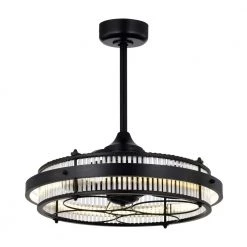 Daciana 28 in. 1-Light Indoor Matte Black Finish Ceiling Fan with Light Kit by Warehouse of Tiffany