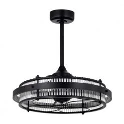Daciana 28 in. 1-Light Indoor Matte Black Finish Ceiling Fan with Light Kit by Warehouse of Tiffany -Warehouse of Tiffany Shop matte black warehouse of tiffany ceiling fans with lights dl05p01mb c3 1000