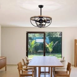 Adeline 26 in. 6-Light Indoor Matte Black Finish Ceiling Fan with Light Kit and Remote by Warehouse of Tiffany -Warehouse of Tiffany Shop matte black warehouse of tiffany ceiling fans with lights dw01w35ib 31 1000