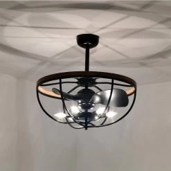 Adeline 26 in. 6-Light Indoor Matte Black Finish Ceiling Fan with Light Kit and Remote by Warehouse of Tiffany -Warehouse of Tiffany Shop matte black warehouse of tiffany ceiling fans with lights dw01w35ib c3 1000