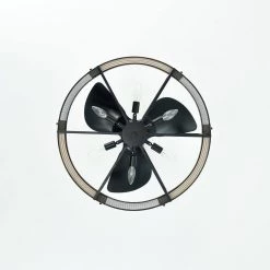 Brixton 26 in. 6-Light Indoor Matte Black and Gold Ceiling Fan with Light Kit and Remote by Warehouse of Tiffany -Warehouse of Tiffany Shop matte black warehouse of tiffany ceiling fans with lights dw01w38ib 1d 1000