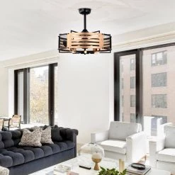 Brixton 26 in. 6-Light Indoor Matte Black and Gold Ceiling Fan with Light Kit and Remote by Warehouse of Tiffany -Warehouse of Tiffany Shop matte black warehouse of tiffany ceiling fans with lights dw01w38ib 31 1000