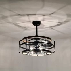 Amable 26 in. 6-Light Indoor Matte Black Finish Ceiling Fan with Light Kit and Remote by Warehouse of Tiffany -Warehouse of Tiffany Shop matte black warehouse of tiffany ceiling fans with lights dw01w41ib 4f 1000