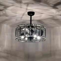 Livia 25 in. 6-Light Indoor Matte Black Ceiling Fan with Kit and Remote by Warehouse of Tiffany -Warehouse of Tiffany Shop matte black warehouse of tiffany ceiling fans with lights dw01w49mb 4f 1000