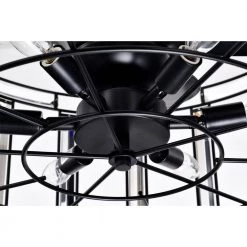 Livia 25 in. 6-Light Indoor Matte Black Ceiling Fan with Kit and Remote by Warehouse of Tiffany -Warehouse of Tiffany Shop matte black warehouse of tiffany ceiling fans with lights dw01w49mb fa 1000