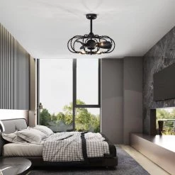 Mill 26 in. 5-Light Indoor Matte Black Ceiling Fan with Light Kit by Warehouse of Tiffany -Warehouse of Tiffany Shop matte black warehouse of tiffany ceiling fans with lights dw01w59bg 31 1000