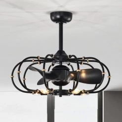 Mill 26 in. 5-Light Indoor Matte Black Ceiling Fan with Light Kit by Warehouse of Tiffany -Warehouse of Tiffany Shop matte black warehouse of tiffany ceiling fans with lights dw01w59bg 4f 1000