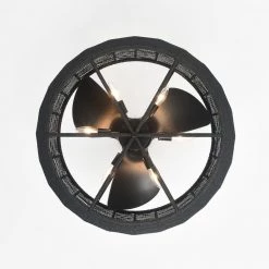 Lauritz 28 in. 6-Light Indoor Matte Black and Black Rattan Finish Ceiling Fan with Light Kit by Warehouse of Tiffany 14 Lauritz 28 in. 6-Light Indoor Matte Black and Black Rattan Finish Ceiling Fan with Light Kit by Warehouse of Tiffany -Warehouse of Tiffany Shop matte black warehouse of tiffany ceiling fans with lights dw01w64bl 1d 1000