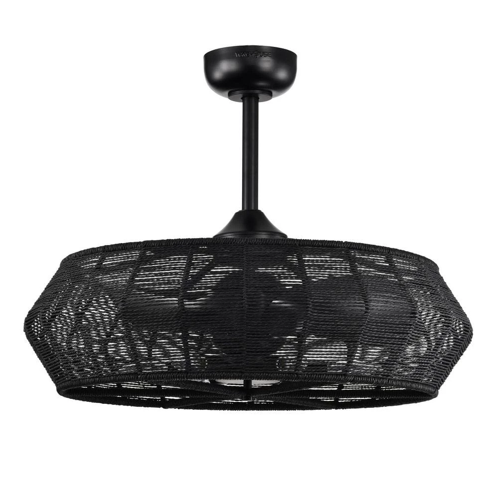 Lauritz 28 in. 6-Light Indoor Matte Black and Black Rattan Finish Ceiling Fan with Light Kit by Warehouse of Tiffany 8 Lauritz 28 in. 6-Light Indoor Matte Black and Black Rattan Finish Ceiling Fan with Light Kit by Warehouse of Tiffany - Image 6