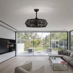 Lauritz 28 in. 6-Light Indoor Matte Black and Black Rattan Finish Ceiling Fan with Light Kit by Warehouse of Tiffany 21 Lauritz 28 in. 6-Light Indoor Matte Black and Black Rattan Finish Ceiling Fan with Light Kit by Warehouse of Tiffany -Warehouse of Tiffany Shop matte black warehouse of tiffany ceiling fans with lights dw01w64bl 31 1000