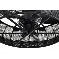 Lauritz 28 in. 6-Light Indoor Matte Black and Black Rattan Finish Ceiling Fan with Light Kit by Warehouse of Tiffany 20 Lauritz 28 in. 6-Light Indoor Matte Black and Black Rattan Finish Ceiling Fan with Light Kit by Warehouse of Tiffany -Warehouse of Tiffany Shop matte black warehouse of tiffany ceiling fans with lights dw01w64bl 76 1000