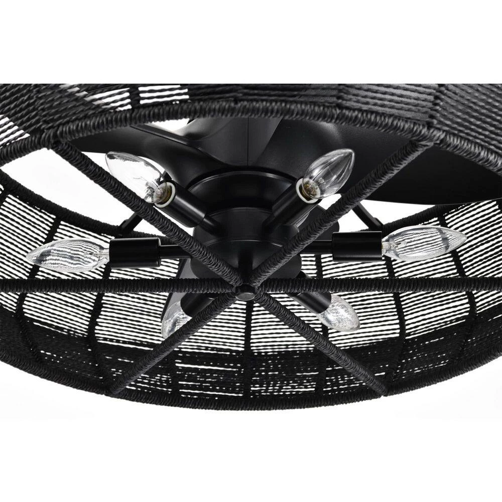 Lauritz 28 in. 6-Light Indoor Matte Black and Black Rattan Finish Ceiling Fan with Light Kit by Warehouse of Tiffany 11 Lauritz 28 in. 6-Light Indoor Matte Black and Black Rattan Finish Ceiling Fan with Light Kit by Warehouse of Tiffany - Image 9
