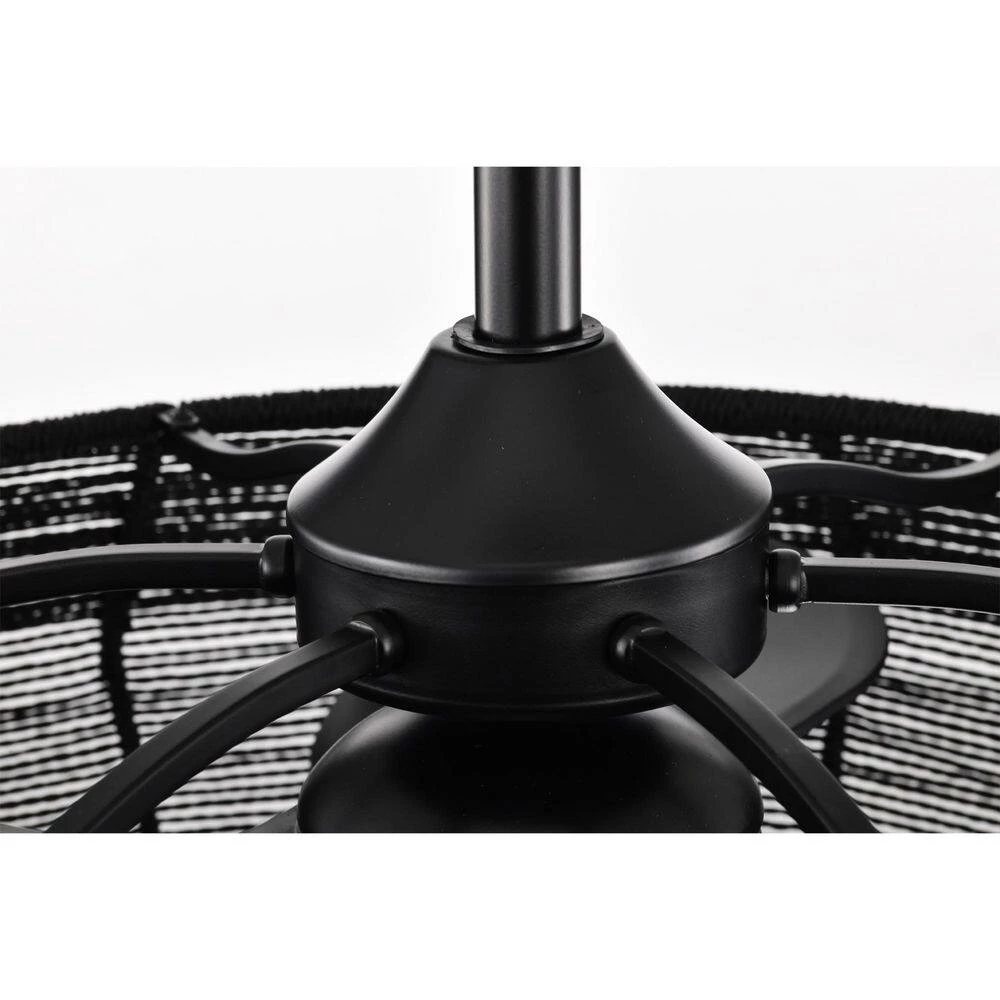 Lauritz 28 in. 6-Light Indoor Matte Black and Black Rattan Finish Ceiling Fan with Light Kit by Warehouse of Tiffany 4 Lauritz 28 in. 6-Light Indoor Matte Black and Black Rattan Finish Ceiling Fan with Light Kit by Warehouse of Tiffany - Image 2