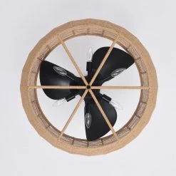 Emma 28 in. 6-Light Indoor Matte Black and Beige Rattan Ceiling Fan with Light Kit by Warehouse of Tiffany -Warehouse of Tiffany Shop matte black warehouse of tiffany ceiling fans with lights dw01w64nm 1f 1000