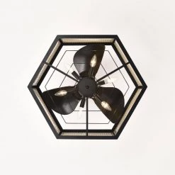 Neira 27 in. 6-Light Indoor Matte Black and Woven Rattan Finish Ceiling Fan with Light Kit by Warehouse of Tiffany -Warehouse of Tiffany Shop matte black warehouse of tiffany ceiling fans with lights dy03y03mb 1d 1000