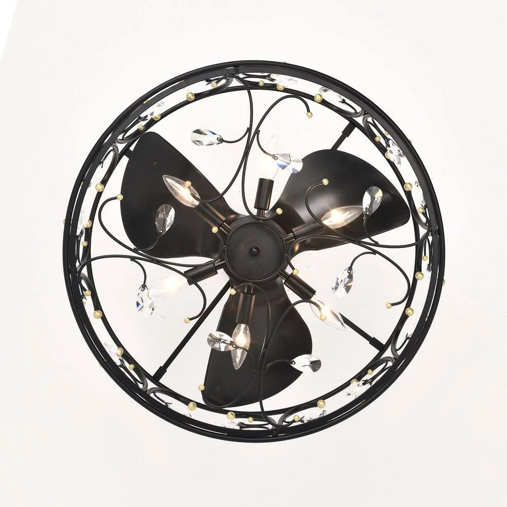 Raja 24 in. 6-Light Indoor Matte Black Ceiling Fan with Light Kit by Warehouse of Tiffany 5 Raja 24 in. 6-Light Indoor Matte Black Ceiling Fan with Light Kit by Warehouse of Tiffany - Image 3