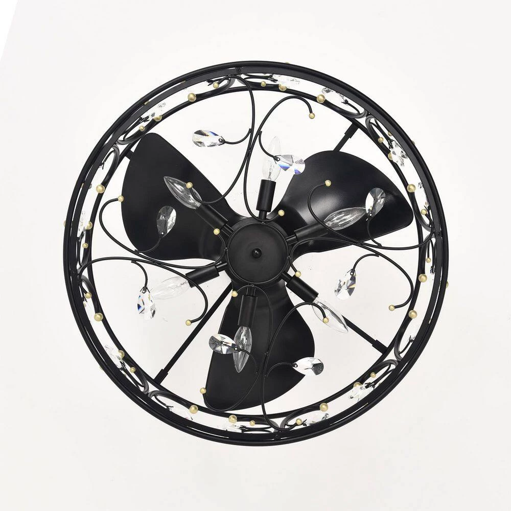 Raja 24 in. 6-Light Indoor Matte Black Ceiling Fan with Light Kit by Warehouse of Tiffany 8 Raja 24 in. 6-Light Indoor Matte Black Ceiling Fan with Light Kit by Warehouse of Tiffany - Image 6