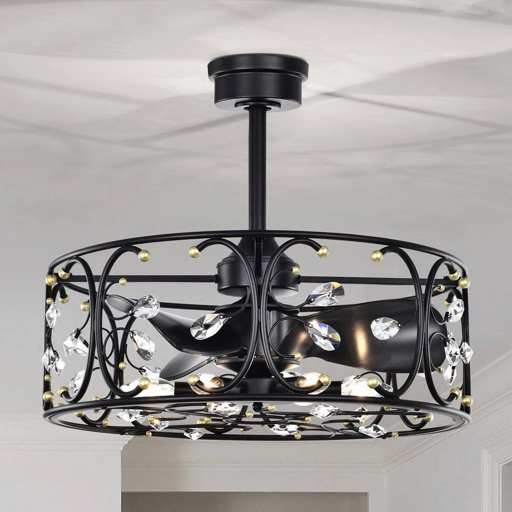 Raja 24 in. 6-Light Indoor Matte Black Ceiling Fan with Light Kit by Warehouse of Tiffany 7 Raja 24 in. 6-Light Indoor Matte Black Ceiling Fan with Light Kit by Warehouse of Tiffany - Image 5