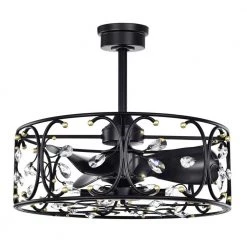 Raja 24 in. 6-Light Indoor Matte Black Ceiling Fan with Light Kit by Warehouse of Tiffany