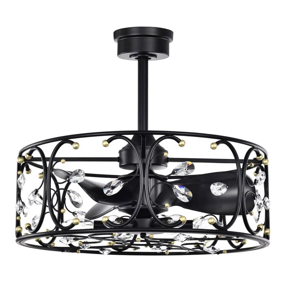 Raja 24 in. 6-Light Indoor Matte Black Ceiling Fan with Light Kit by Warehouse of Tiffany 3 Raja 24 in. 6-Light Indoor Matte Black Ceiling Fan with Light Kit by Warehouse of Tiffany