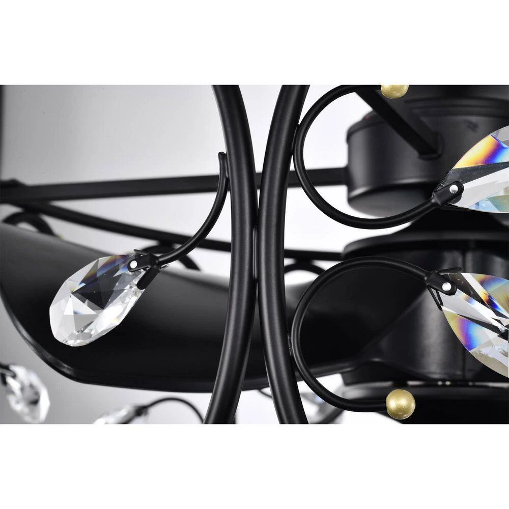 Raja 24 in. 6-Light Indoor Matte Black Ceiling Fan with Light Kit by Warehouse of Tiffany 10 Raja 24 in. 6-Light Indoor Matte Black Ceiling Fan with Light Kit by Warehouse of Tiffany - Image 8