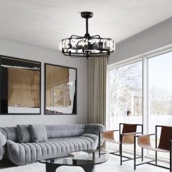 Yaiza 27 in. 6-Light Indoor Matte Black Ceiling Fan with Light Kit by Warehouse of Tiffany -Warehouse of Tiffany Shop matte black warehouse of tiffany ceiling fans with lights dy06y06mb 31 1000