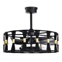 Helle 25 in. 5-Light Indoor Matte Black Ceiling Fan with Light Kit by Warehouse of Tiffany -Warehouse of Tiffany Shop matte black warehouse of tiffany ceiling fans with lights dy09y09bg 1f 1000