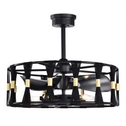 Helle 25 in. 5-Light Indoor Matte Black Ceiling Fan with Light Kit by Warehouse of Tiffany