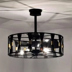 Helle 25 in. 5-Light Indoor Matte Black Ceiling Fan with Light Kit by Warehouse of Tiffany -Warehouse of Tiffany Shop matte black warehouse of tiffany ceiling fans with lights dy09y09bg c3 1000