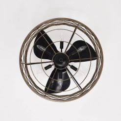 Deniz 24 in. 6-Light Indoor Matte Black and Faux Wood Grain Finish Ceiling Fan with Light Kit by Warehouse of Tiffany -Warehouse of Tiffany Shop matte black warehouse of tiffany ceiling fans with lights dy10y10wb 44 1000