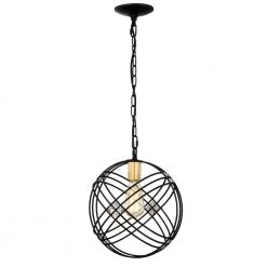 Jaipem 12 in. 1-Light Indoor Matte Black Globe Pendant Ceiling Light by Warehouse of Tiffany -Warehouse of Tiffany Shop matte black warehouse of tiffany chandeliers 2030 1bg 1f 1000