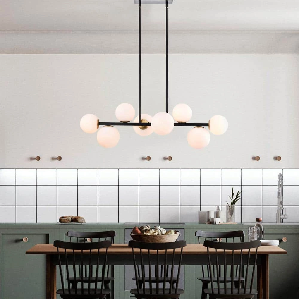 Pascaline 38 in. 8-Light Indoor Matte Black Finish Chandelier with Light Kit by Warehouse of Tiffany 12 Pascaline 38 in. 8-Light Indoor Matte Black Finish Chandelier with Light Kit by Warehouse of Tiffany - Image 10