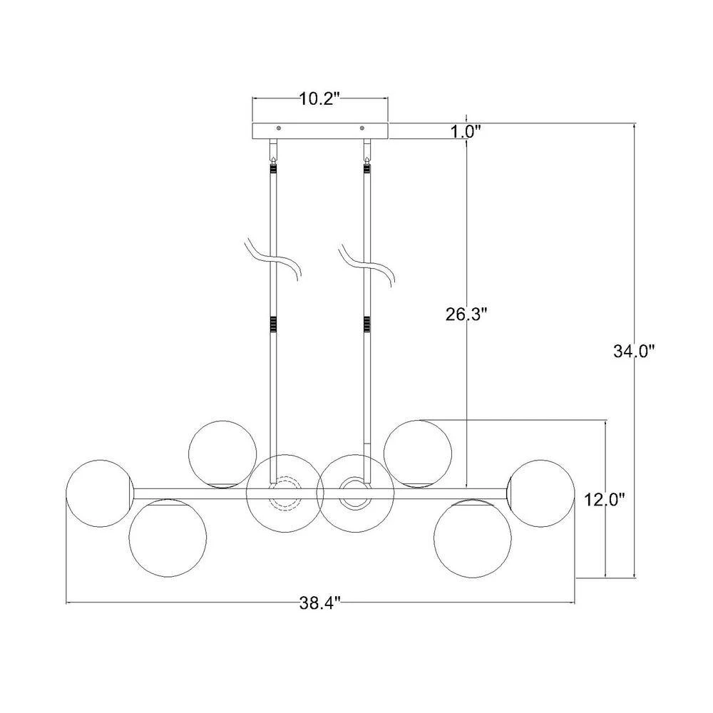 Pascaline 38 in. 8-Light Indoor Matte Black Finish Chandelier with Light Kit by Warehouse of Tiffany 11 Pascaline 38 in. 8-Light Indoor Matte Black Finish Chandelier with Light Kit by Warehouse of Tiffany - Image 9