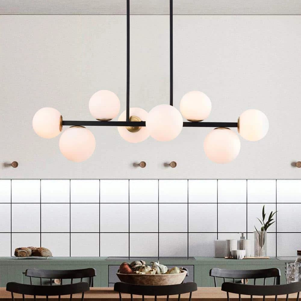 Pascaline 38 in. 8-Light Indoor Matte Black Finish Chandelier with Light Kit by Warehouse of Tiffany 6 Pascaline 38 in. 8-Light Indoor Matte Black Finish Chandelier with Light Kit by Warehouse of Tiffany - Image 4