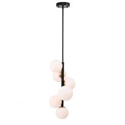 Tsukiko 11 in. 6-Light Indoor Matte Black Chandelier with Light Kit by Warehouse of Tiffany -Warehouse of Tiffany Shop matte black warehouse of tiffany chandeliers fd10021 6kb 4f 1000