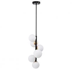 Tsukiko 11 in. 6-Light Indoor Matte Black Chandelier with Light Kit by Warehouse of Tiffany -Warehouse of Tiffany Shop matte black warehouse of tiffany chandeliers fd10021 6kb c3 1000