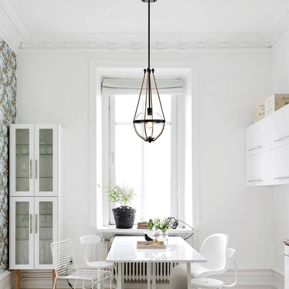 Medeia 11 in. 1-Light Indoor Matte Black Pendant Light with Light Kit by Warehouse of Tiffany 12 Medeia 11 in. 1-Light Indoor Matte Black Pendant Light with Light Kit by Warehouse of Tiffany - Image 10