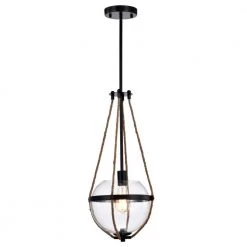 Medeia 11 in. 1-Light Indoor Matte Black Pendant Light with Light Kit by Warehouse of Tiffany 16 Medeia 11 in. 1-Light Indoor Matte Black Pendant Light with Light Kit by Warehouse of Tiffany -Warehouse of Tiffany Shop matte black warehouse of tiffany chandeliers fd10026 1ri 4f 1000