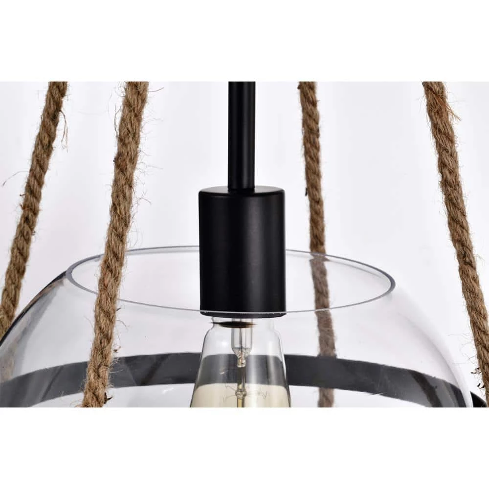 Medeia 11 in. 1-Light Indoor Matte Black Pendant Light with Light Kit by Warehouse of Tiffany 4 Medeia 11 in. 1-Light Indoor Matte Black Pendant Light with Light Kit by Warehouse of Tiffany - Image 2