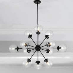Masakee 39.4 in. 12-Light Indoor Matte Black Chandelier with Light Kit by Warehouse of Tiffany 12 Masakee 39.4 in. 12-Light Indoor Matte Black Chandelier with Light Kit by Warehouse of Tiffany -Warehouse of Tiffany Shop matte black warehouse of tiffany chandeliers hm108 12mb 44 1000