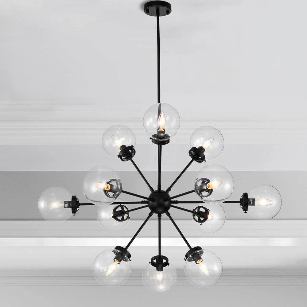 Masakee 39.4 in. 12-Light Indoor Matte Black Chandelier with Light Kit by Warehouse of Tiffany 7 Masakee 39.4 in. 12-Light Indoor Matte Black Chandelier with Light Kit by Warehouse of Tiffany - Image 5