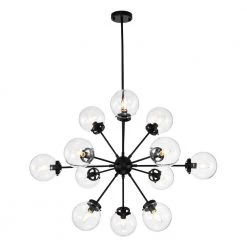 Masakee 39.4 in. 12-Light Indoor Matte Black Chandelier with Light Kit by Warehouse of Tiffany