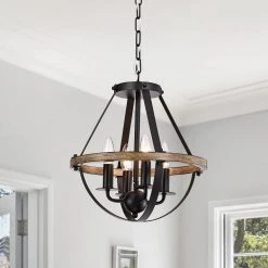 Benny 26 in. 4-Light Indoor Matte Black Finish Chandelier with-Light Kit by Warehouse of Tiffany -Warehouse of Tiffany Shop matte black warehouse of tiffany chandeliers md04 4 1f 1000