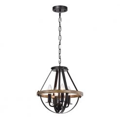 Benny 26 in. 4-Light Indoor Matte Black Finish Chandelier with-Light Kit by Warehouse of Tiffany