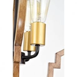 Ason 16 in. 4-Light Indoor Matte Black and Faux Wood Grain Finish Pendant with Light Kit by Warehouse of Tiffany -Warehouse of Tiffany Shop matte black warehouse of tiffany chandeliers md51 4 44 1000